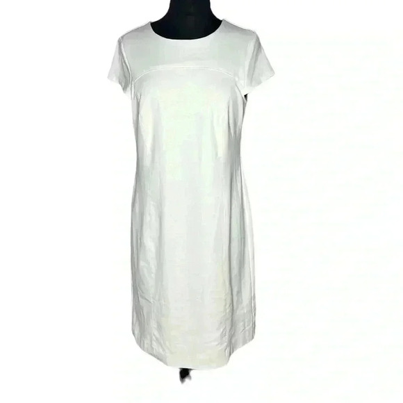 Saks Fifth Avenue Black Label White Midi Length Dress Size 12 - Picture 1 of 6